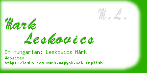mark leskovics business card